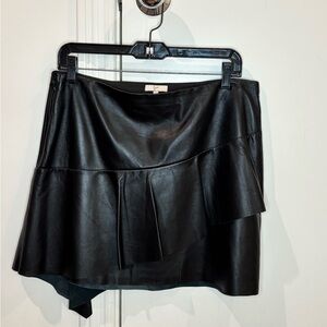 Joie Asymmetrical Black Leather Skirt